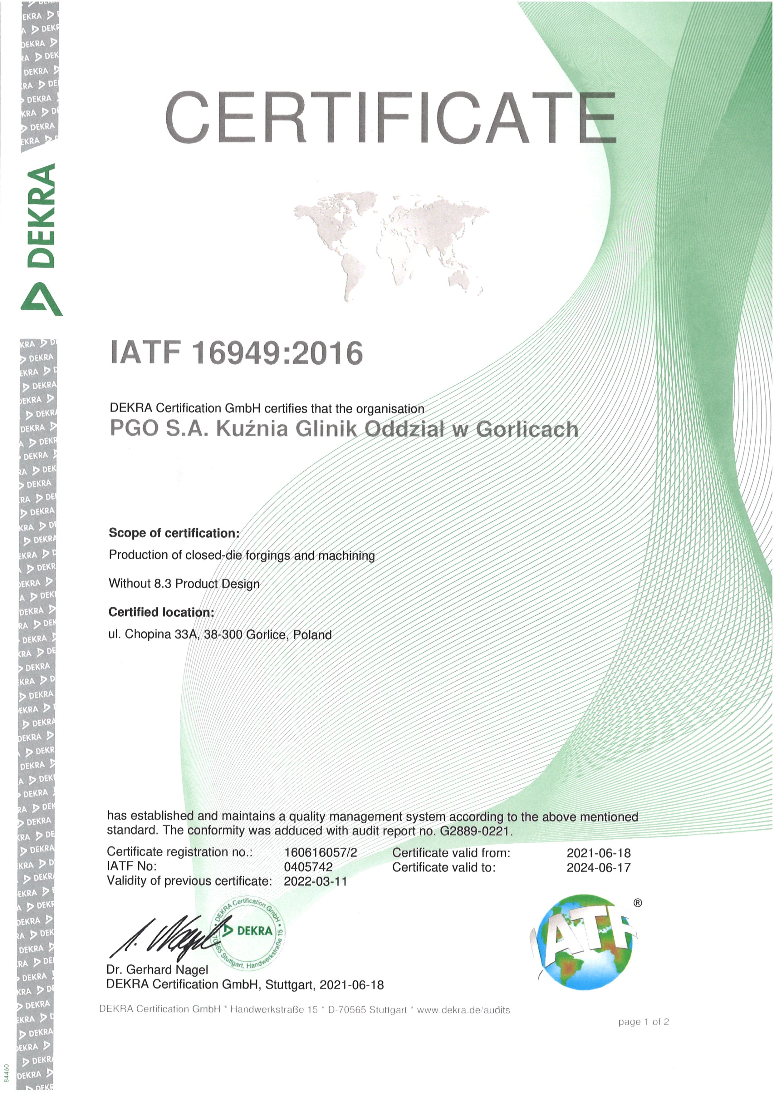 Certyfikat IATF 1